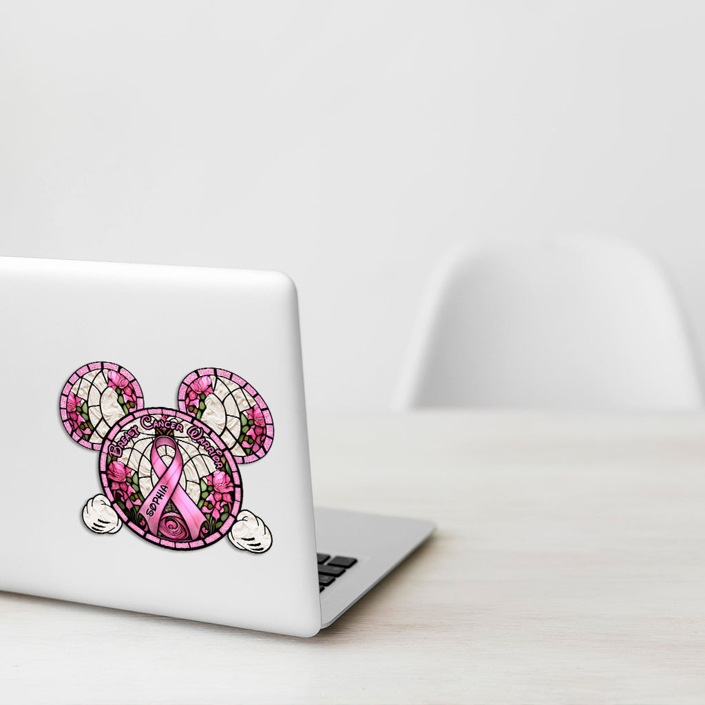 Personalized Breast Cancer Warrior Mouse Decal Custom Name Decal Die Cut GradoCreations