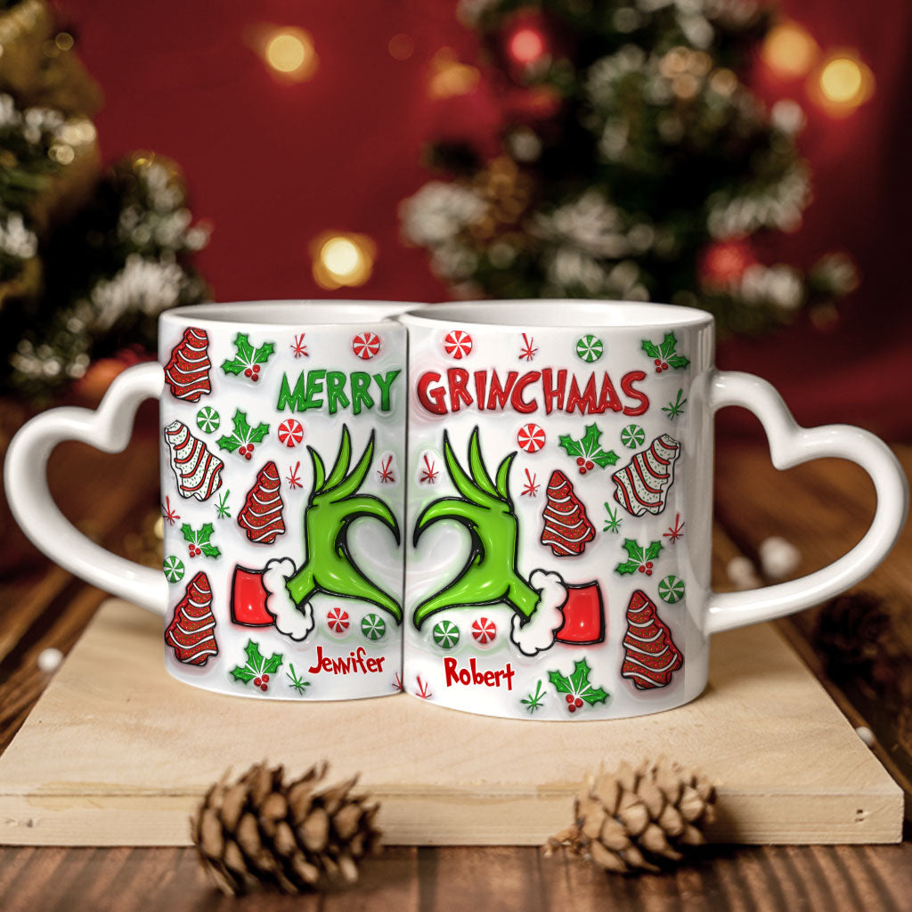 Personalized Couple Matching Heart Handle Mugs Christmas Gift Matching Heart Handle Mug GradoCreations
