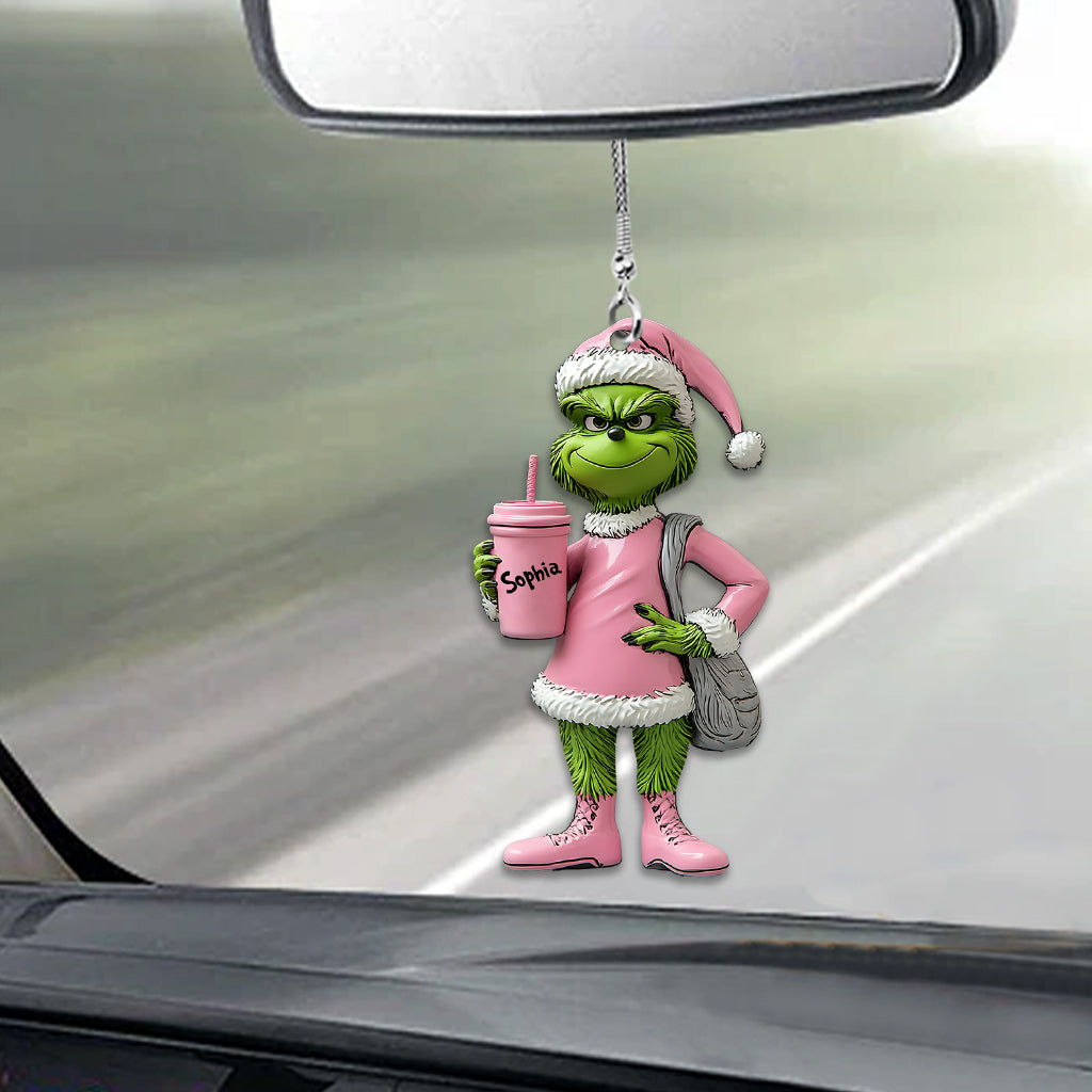 Personalized Grinch Car Ornament Custom Name Christmas Gift Car Ornament GradoCreations