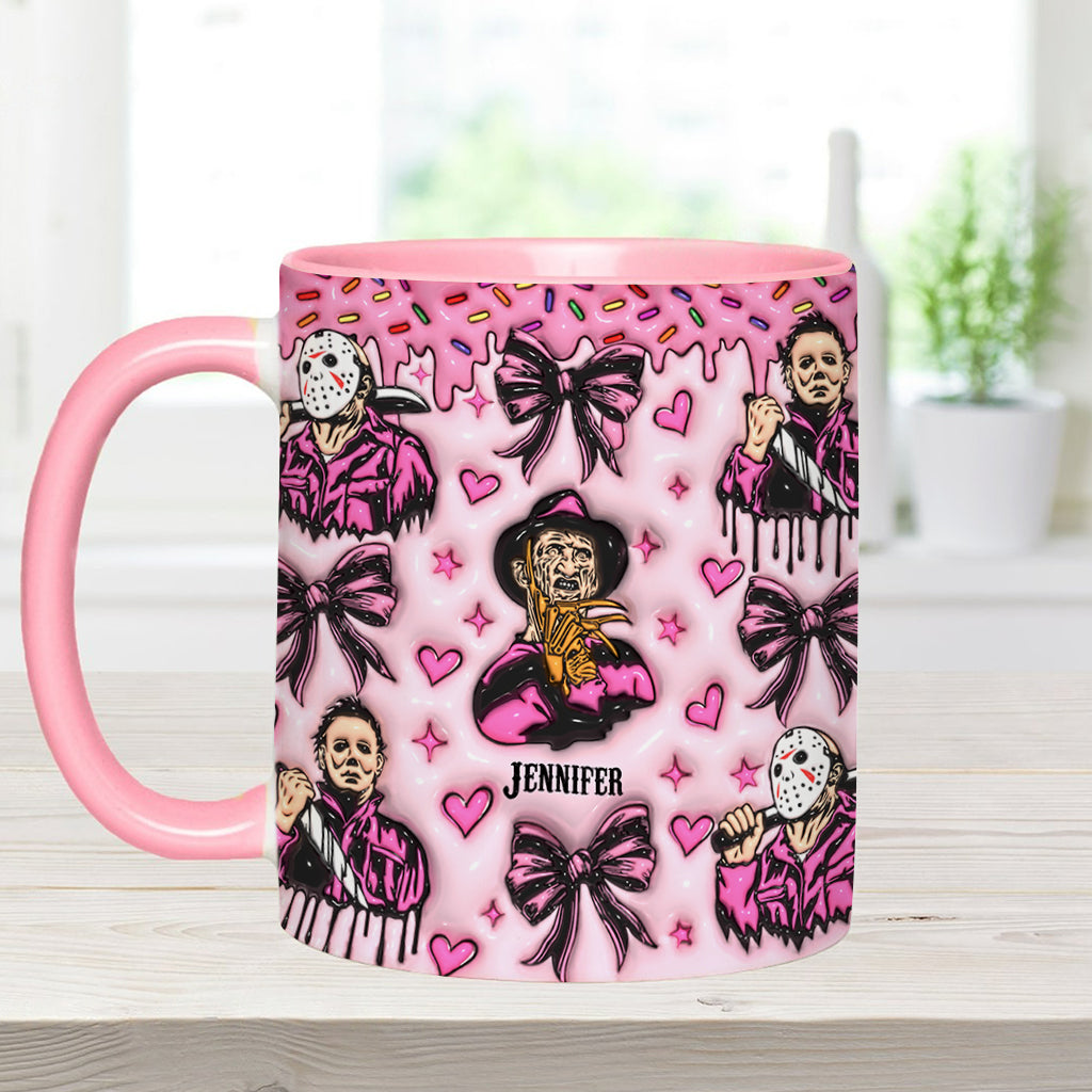 Personalized Pink Halloween Accent Mug with Custom Name Accent Mug GradoCreations