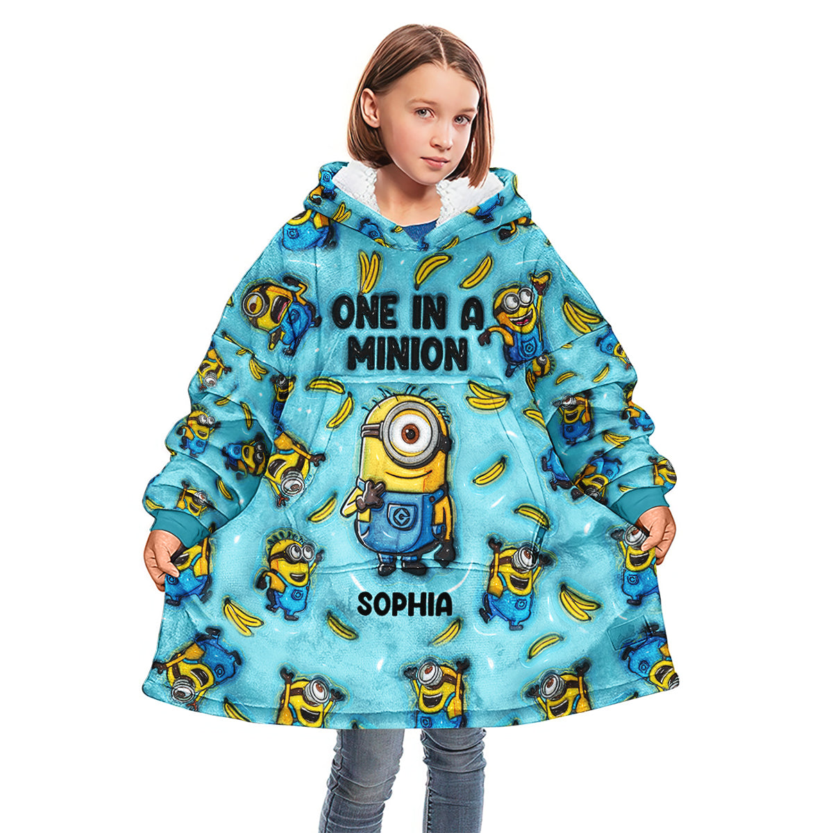 Personalized One In A Minion Blanket Hoodie Custom Name Gift Blanket Hoodie GradoCreations