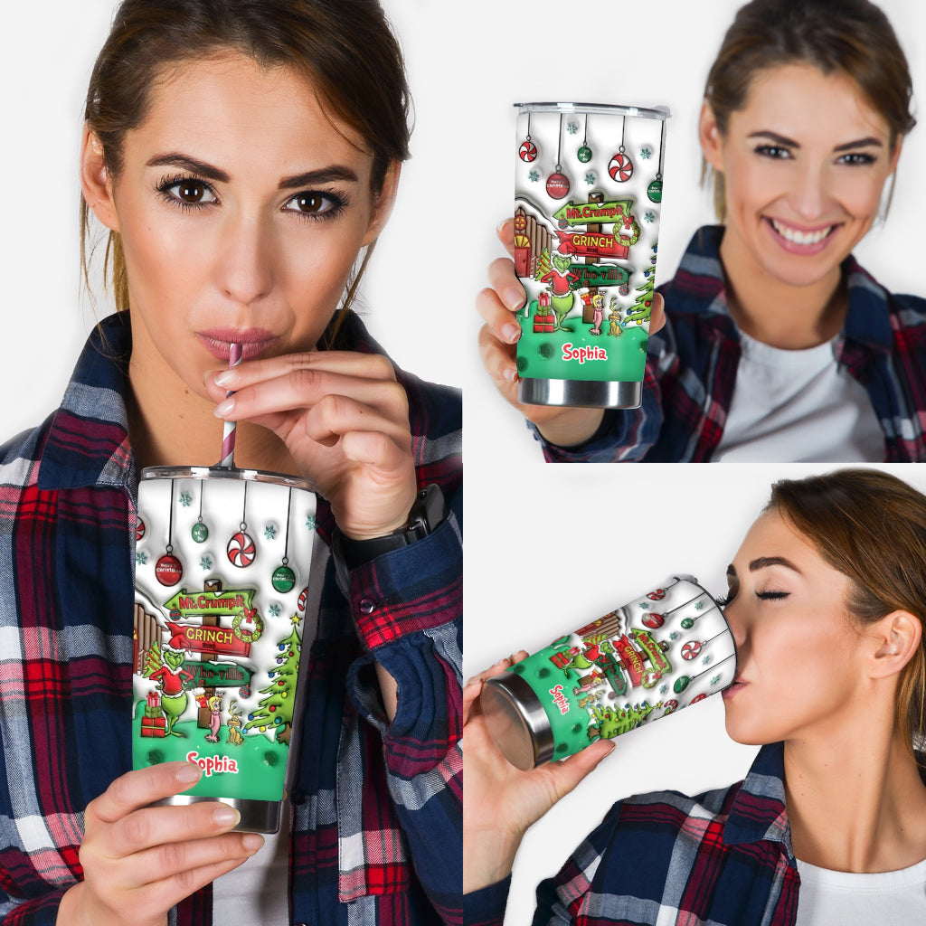 Personalized Grinch Christmas Tumbler Custom Name Gift Tumbler GradoCreations