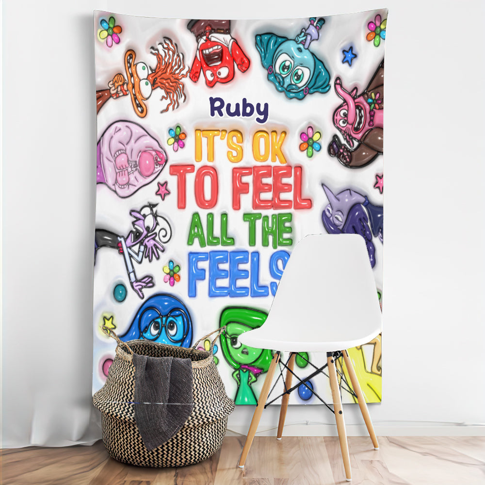 Personalized Wall Tapestry Custom Name It's Ok To Feel All The Feels Gift Wall Tapestry GradoCreations