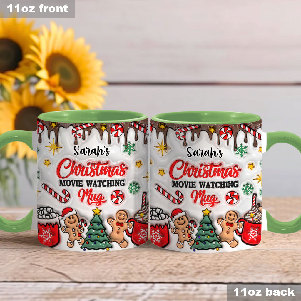 Personalized Christmas Movie Watching Mug Custom Name Gift Accent Mug GradoCreations