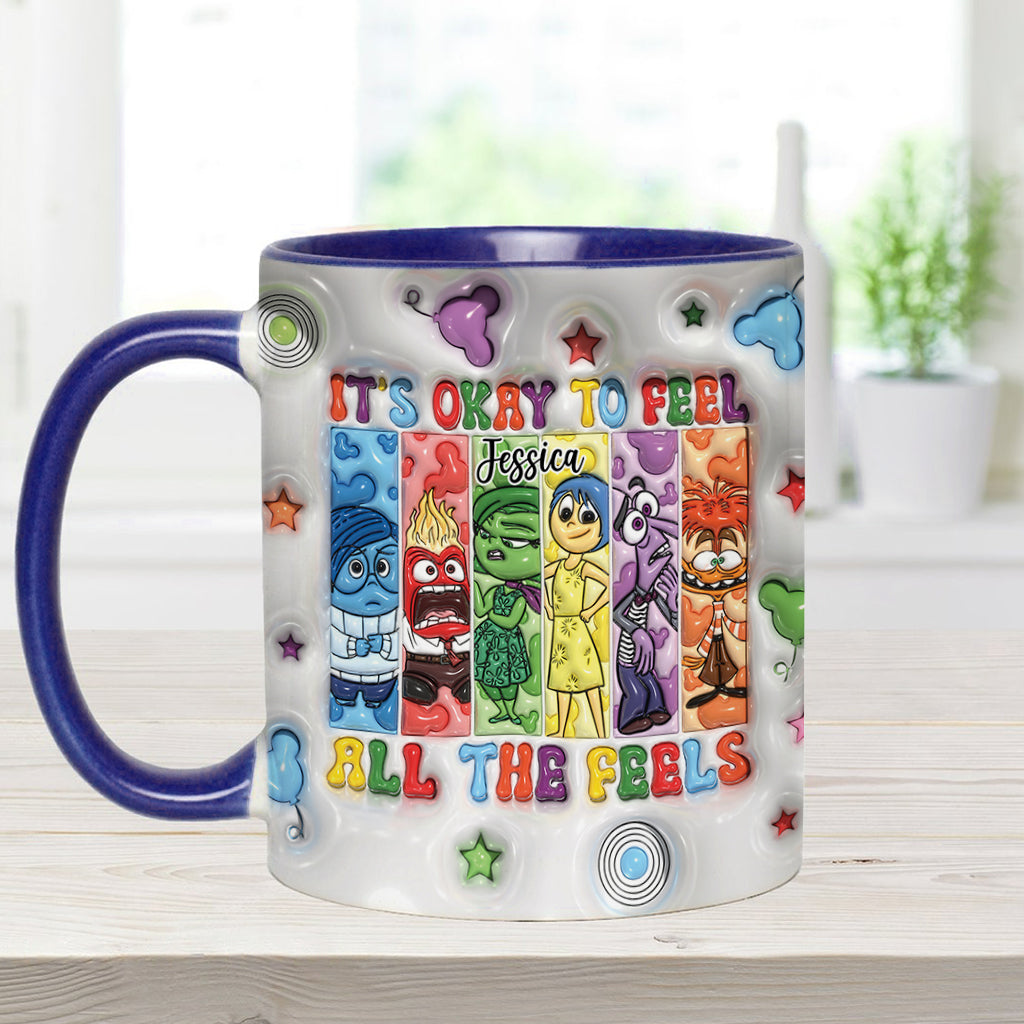 Personalized Accent Mug It's Okay To Feel All The Feels Gift for Birthday/Graduation Accent Mug GradoCreations