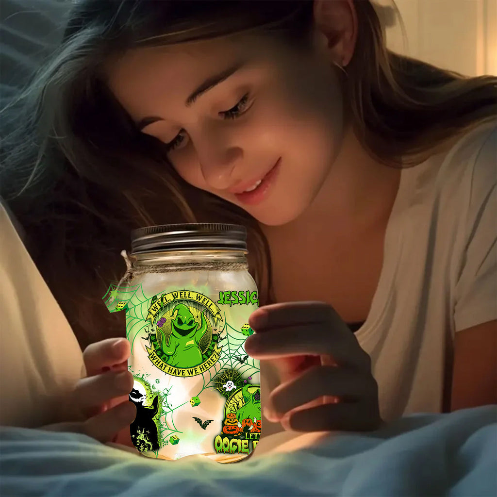 Personalized Oogie Boogie Mason Jar Light Decor Gift for Halloween Mason Jar Light GradoCreations