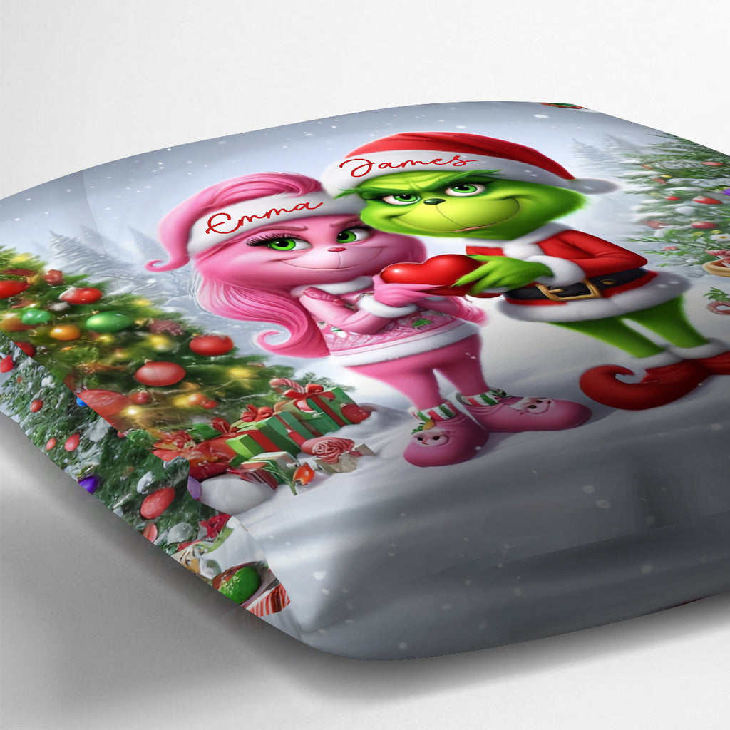 Personalized Grinchmas Throw Pillow Custom Names Gift for Christmas Throw Pillow GradoCreations
