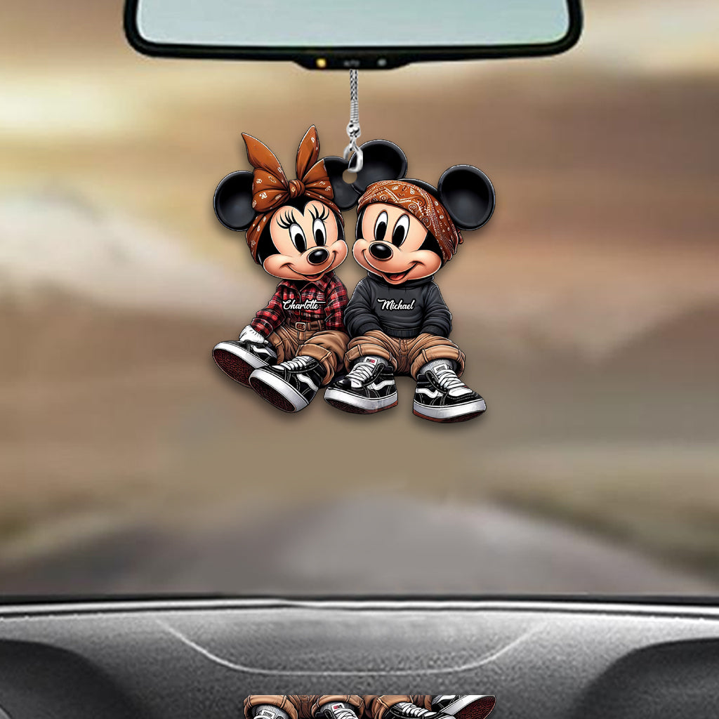 Personalized Couple Mouse Car Ornament Custom Names Gift Car Ornament GradoCreations