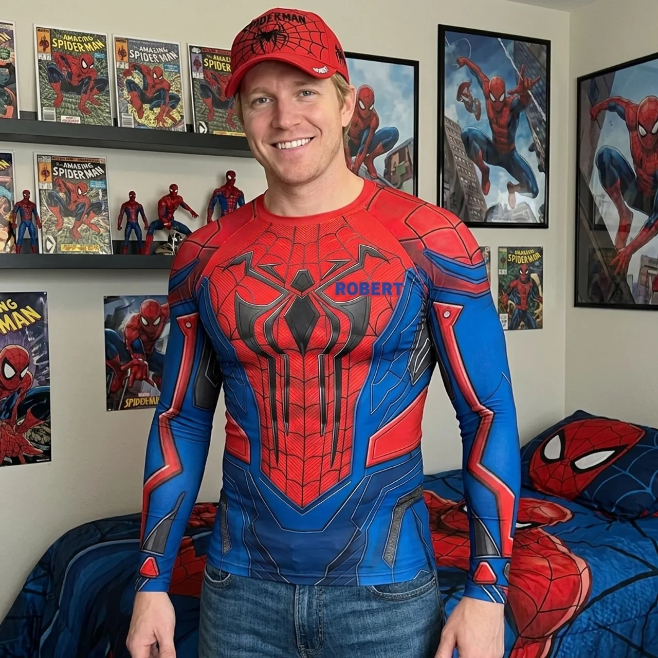 Personalized Red Spider-Man Classic Cap Custom Name Gift for Fan Classic Cap GradoCreations