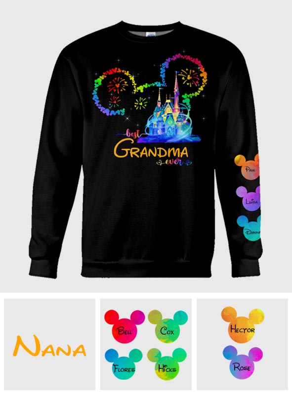 Personalized Colorful Mouse Ear All Over Shirt Gift for Grandma All Over Shirt GradoCreations