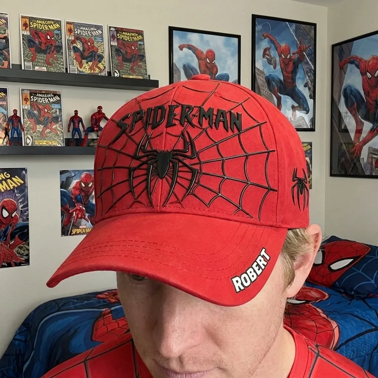 Personalized Red Spider-Man Classic Cap Custom Name Gift for Fan Classic Cap GradoCreations