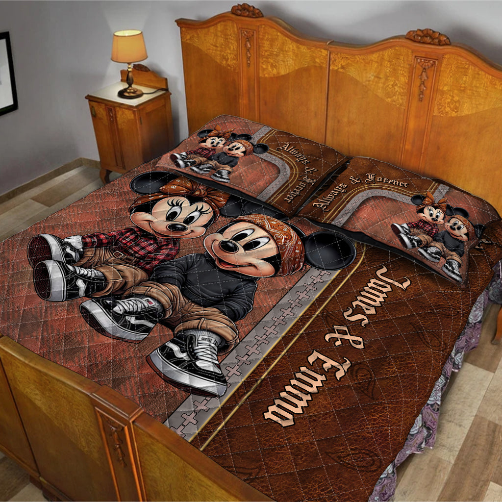Personalized Mickey & Minnie Mouse Quilt Set for Couples | Unique Romantic Gift Quilt Set GradoCreations