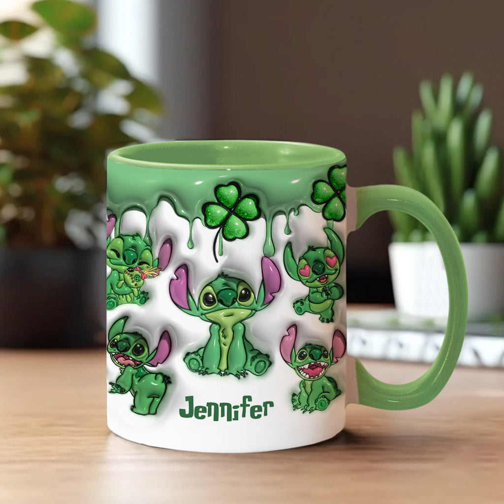 Personalized Lucky Shamrock Accent Mug Custom Name Gift Accent Mug GradoCreations