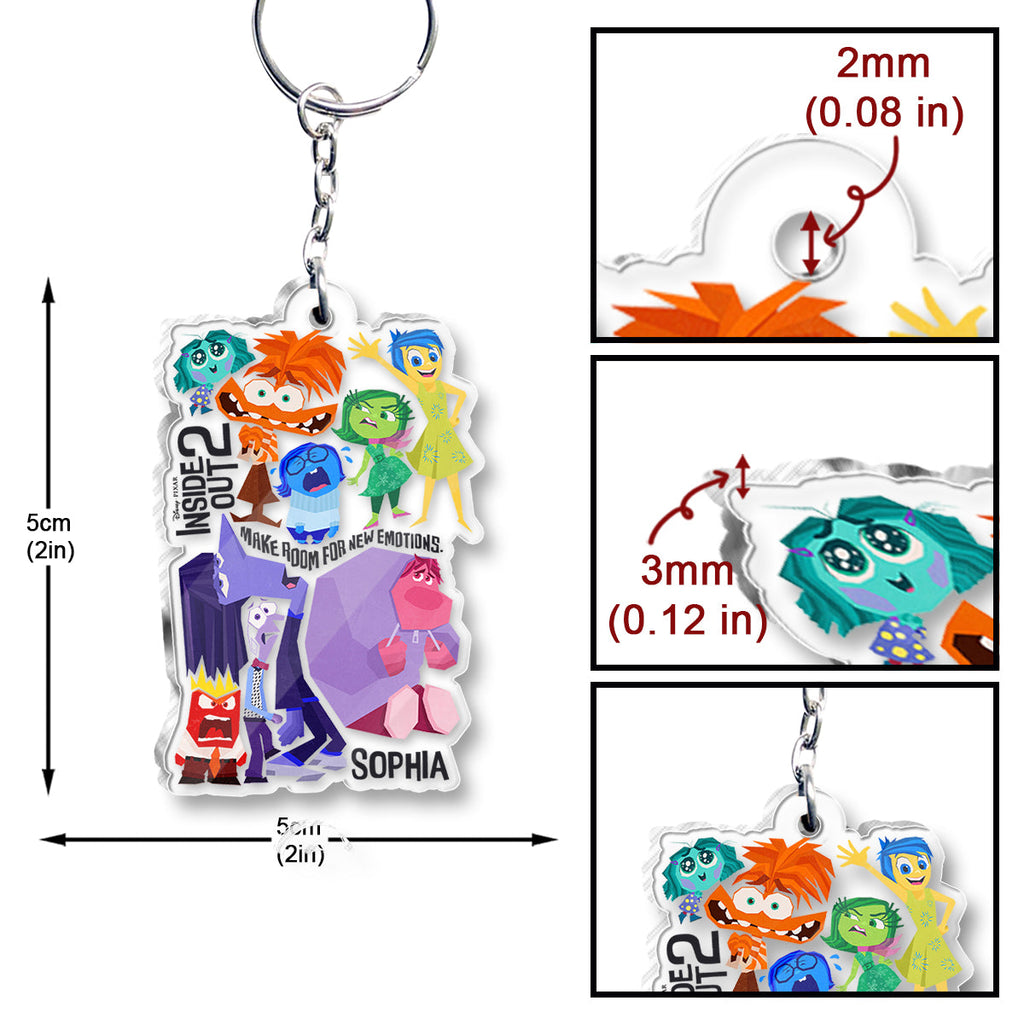 Personalized Acrylic Keychain Custom Name Inside Out Design Gift One-sided Custom Shaped Keychain GradoCreations