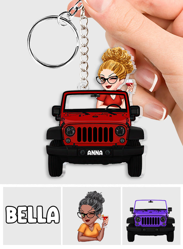 Personalized Acrylic Car Keychain Custom Name Gift for Her One-sided Custom Shaped Keychain GradoCreations