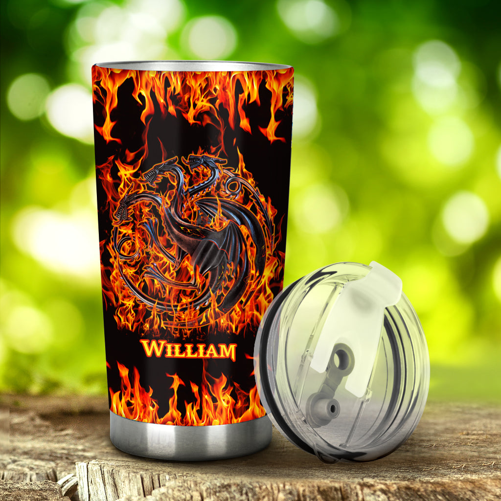 Personalized Game of Thrones Fire And Blood Tumbler Custom Name Drinkware Gift Tumbler GradoCreations