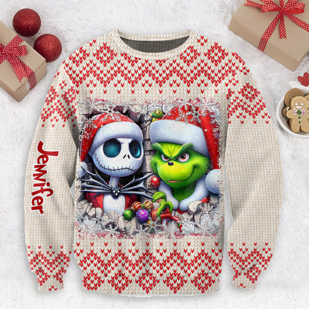 Personalized Nightmare Before Christmas Ugly Sweater for Christmas Ugly Sweater GradoCreations
