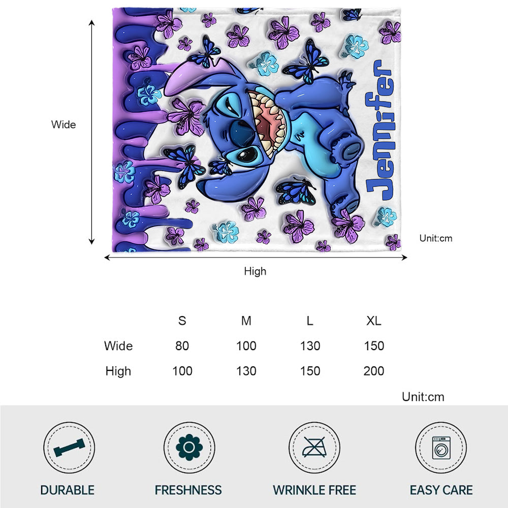 Personalized Purple Ohana Blanket Custom Name Gift for Kids Blanket GradoCreations