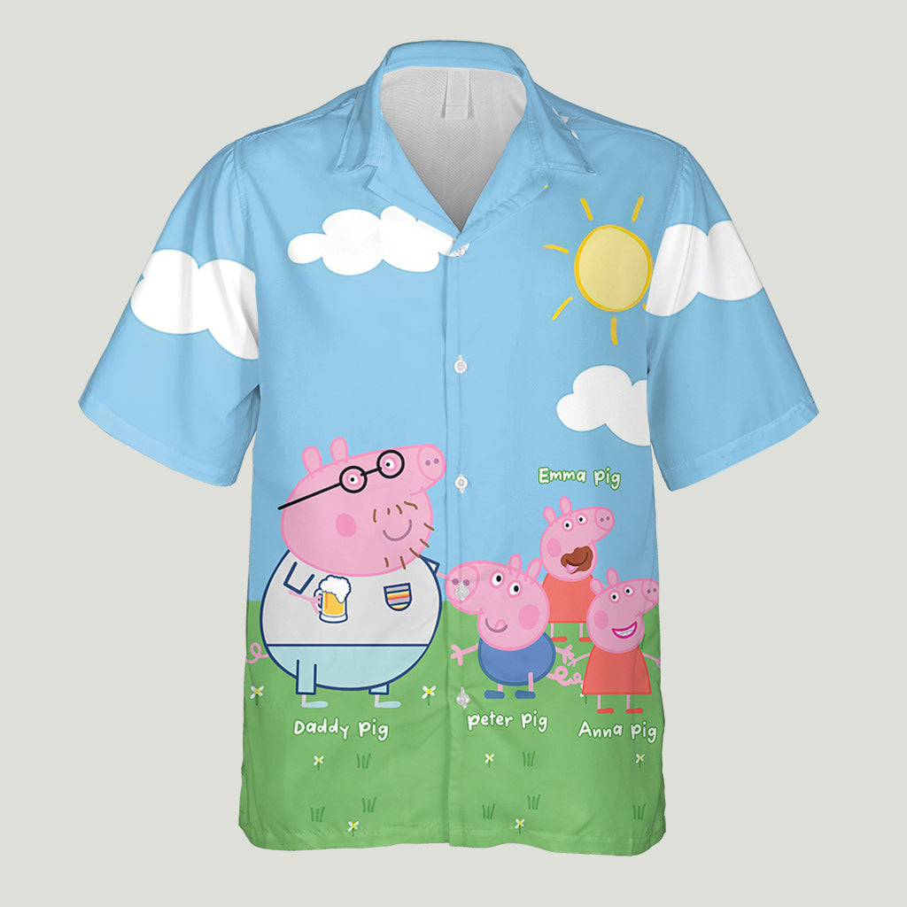 Personalized Daddy Pig Hawaiian Shirt for Dad | Summer Gift Hawaiian Shirt GradoCreations