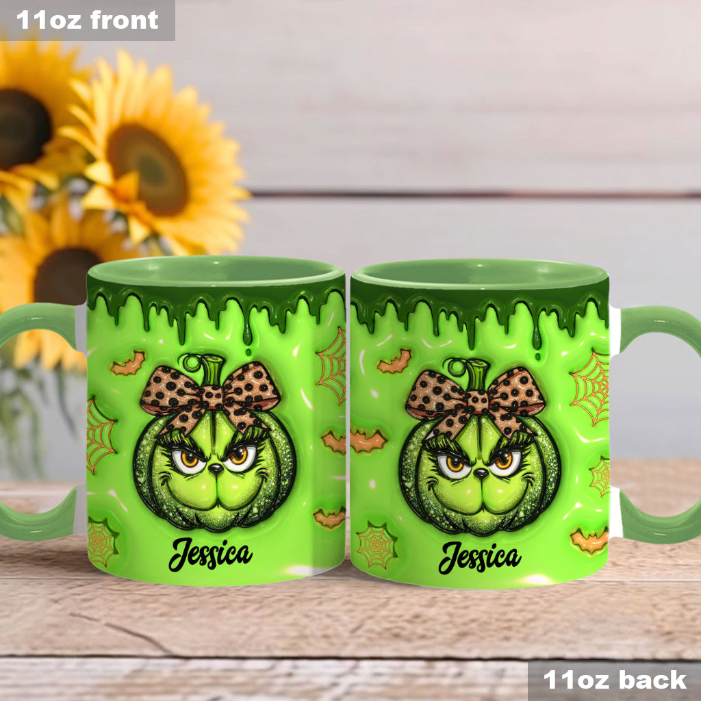 Personalized Grinch Accent Mug Custom Name Holiday Gift Accent Mug GradoCreations