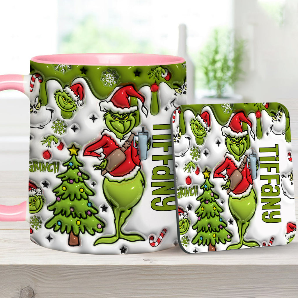 Personalized Grinch Accent Mug Custom Name Gift for Christmas Accent Mug GradoCreations
