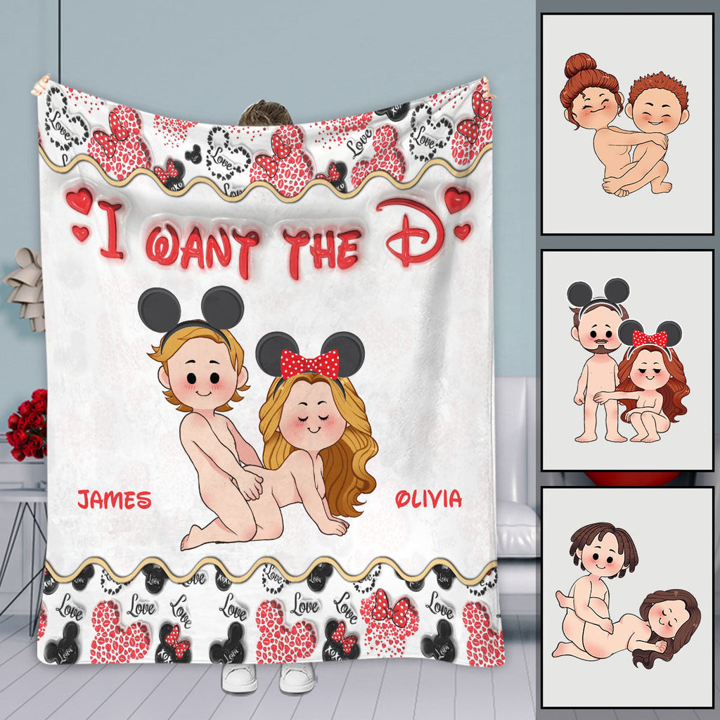 Personalized Mouse-Themed Blanket Custom Names Gift for Couple Blanket GradoCreations