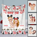 Personalized Mouse-Themed Blanket Custom Names Gift for Couple Blanket GradoCreations