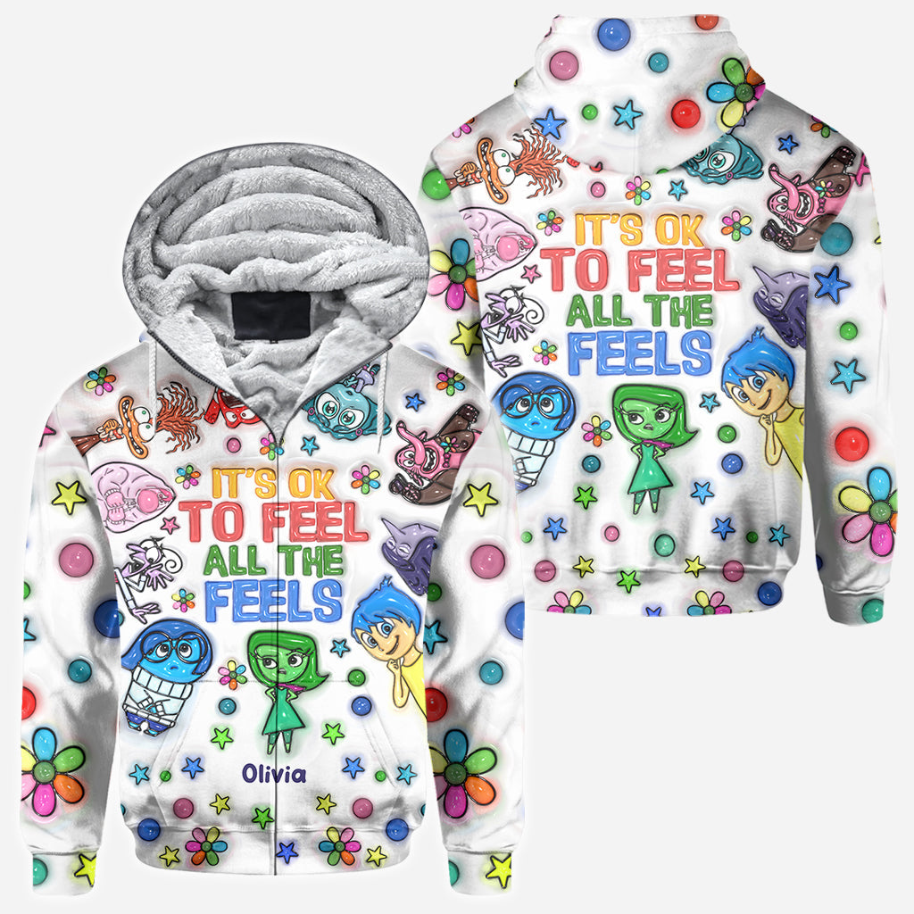 Personalized All Over Shirt with Fun 'All The Feels' Design for Kids All Over Shirt GradoCreations