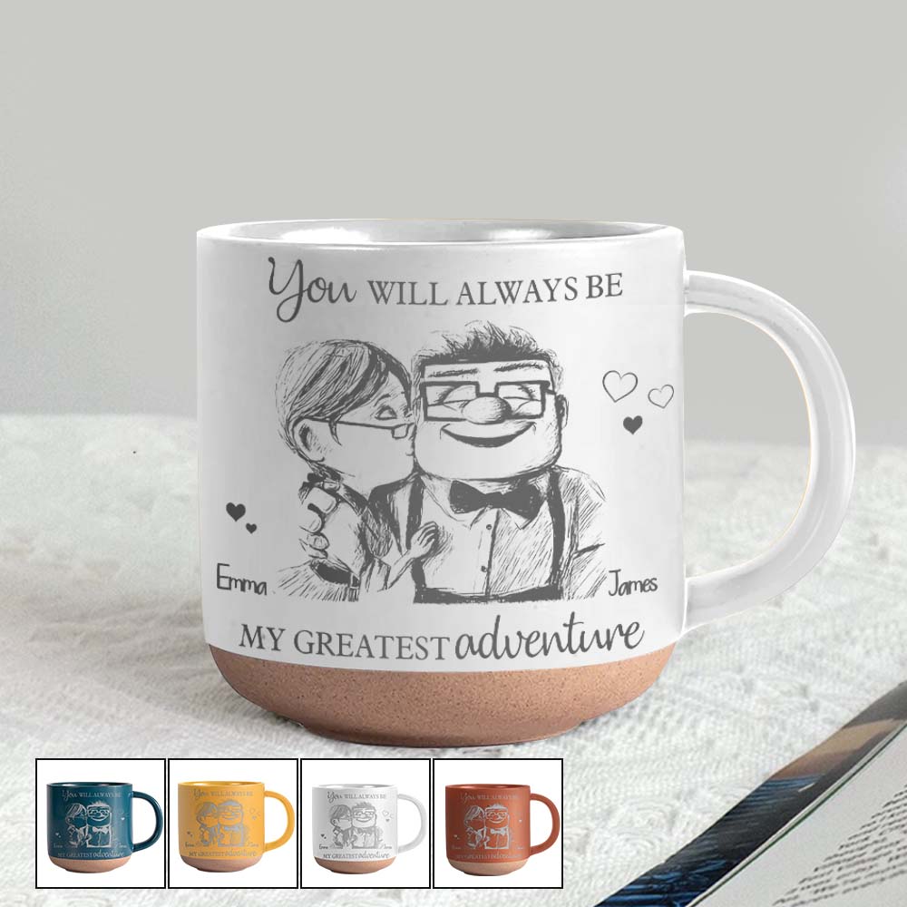 Personalized Engraved Pottery Mug Custom Name Gift for Couples Engraved Pottery Mug GradoCreations