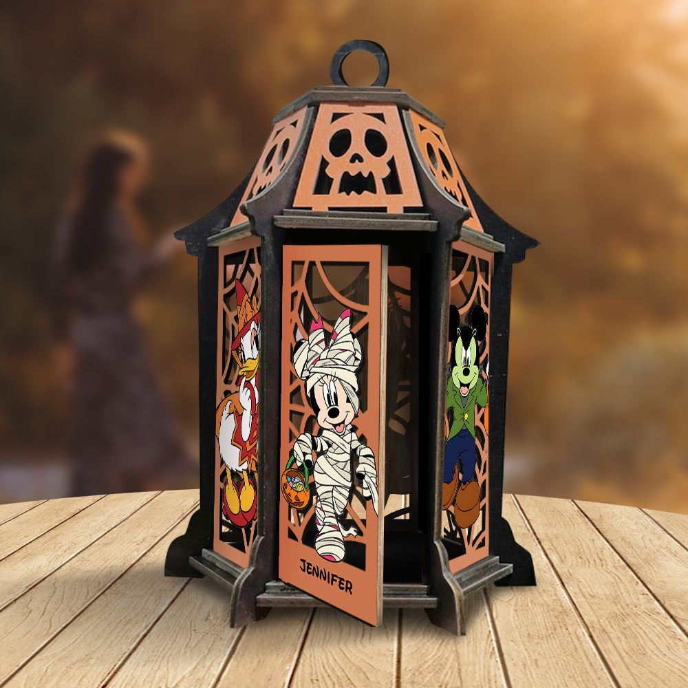 Personalized Halloween Wooden Lantern with Custom Name Decor Laser Cut Lantern GradoCreations
