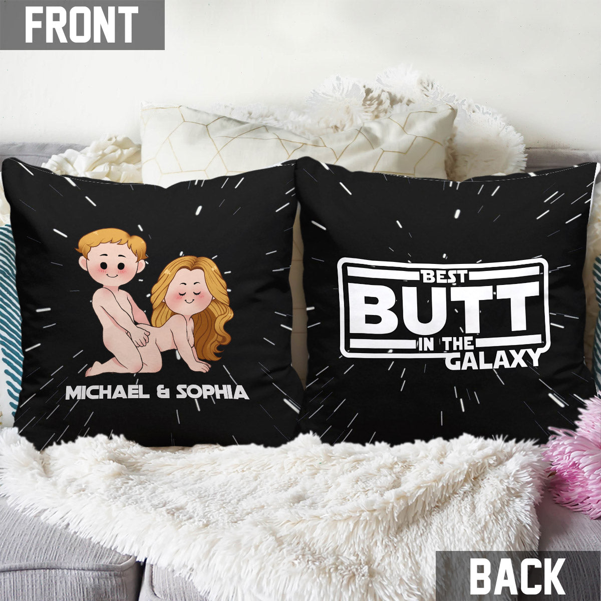 Personalized Throw Pillow Best Butt in the Galaxy Gift for Couples Throw Pillow GradoCreations