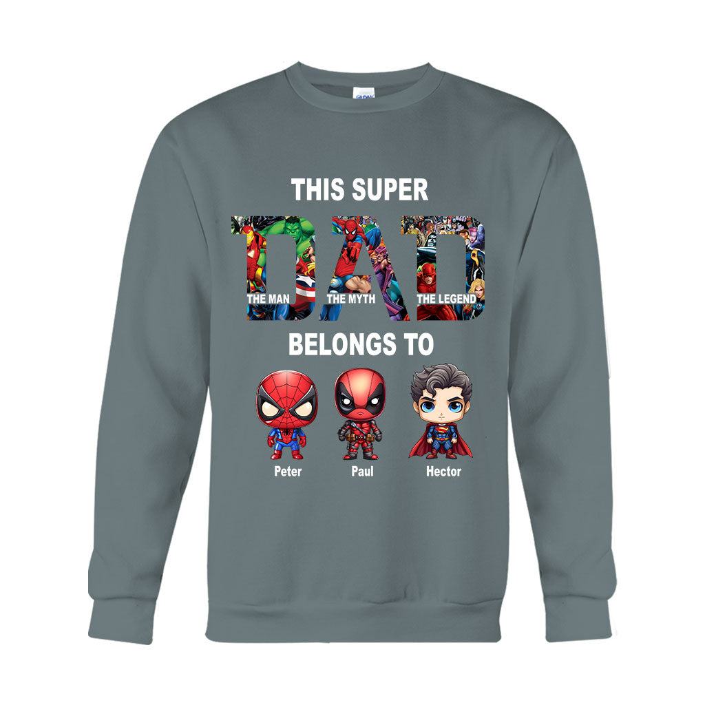 Personalized Super Dad T-shirt Custom Names Gift for Father's Day T-shirt & Hoodie GradoCreations