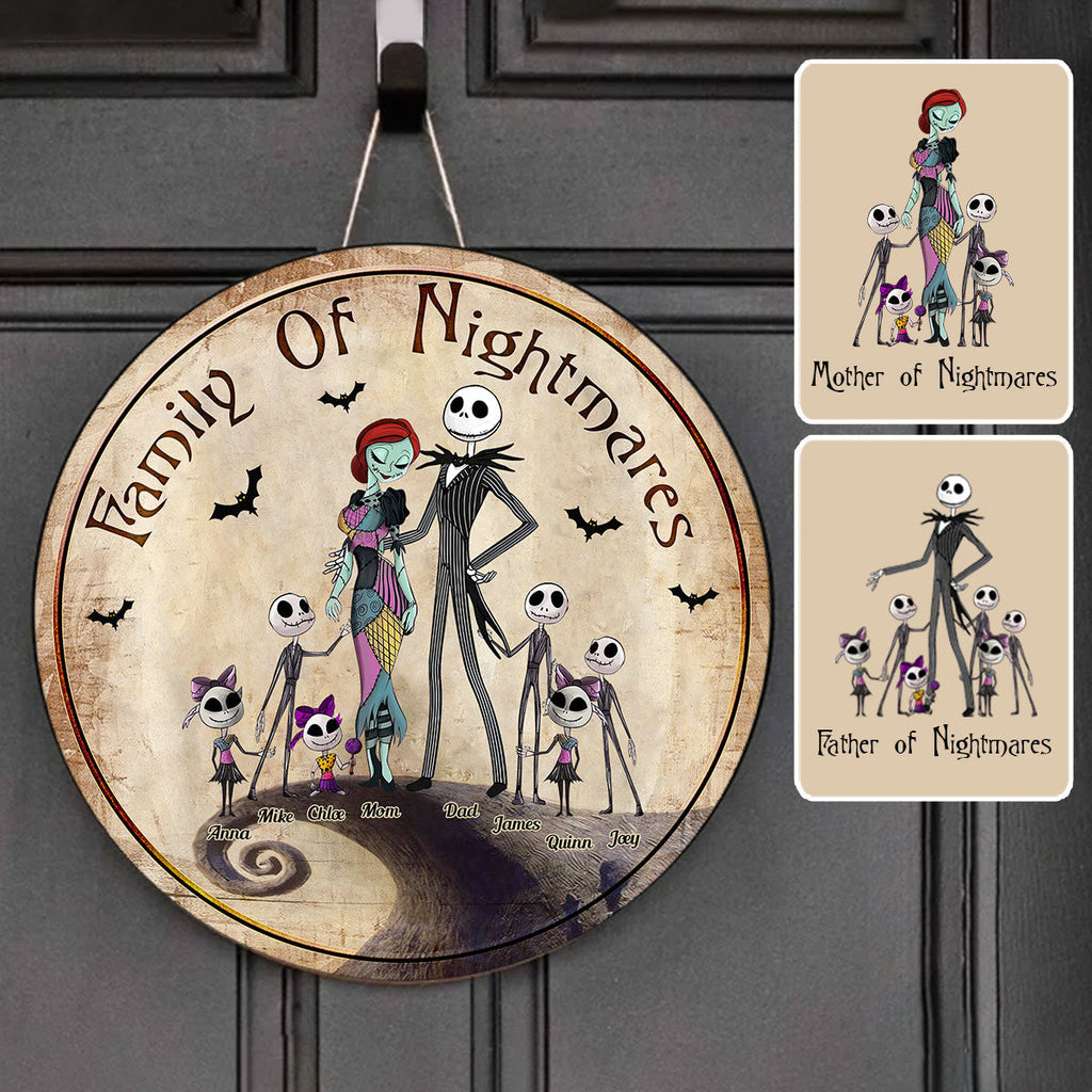 Personalized Round Wood Sign Family Of Nightmares Decor Gift Round Wood Sign GradoCreations