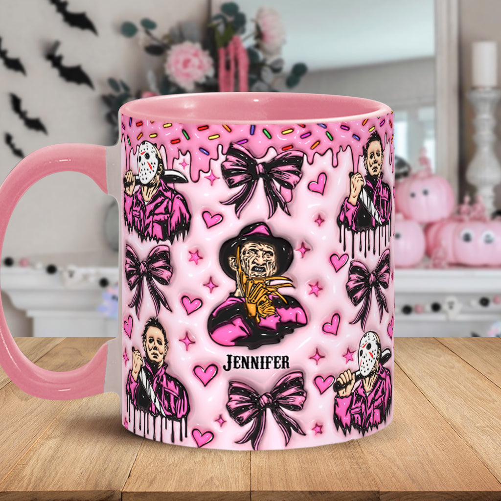 Personalized Pink Halloween Accent Mug with Custom Name Accent Mug GradoCreations