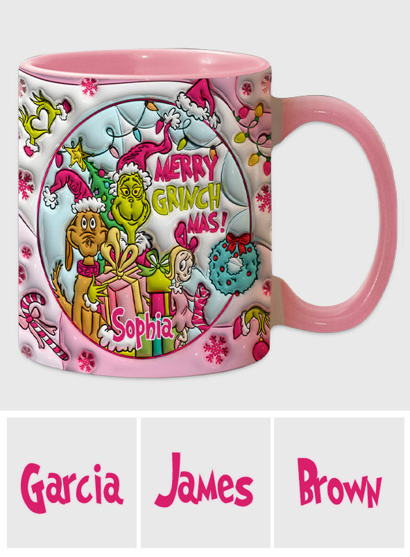 Personalized Merry Grinchmas Accent Mug Custom Name Holiday Gift Accent Mug GradoCreations
