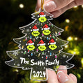 Personalized Grinch Family Transparent Christmas Ornament 2024 One-sided Ornament GradoCreations