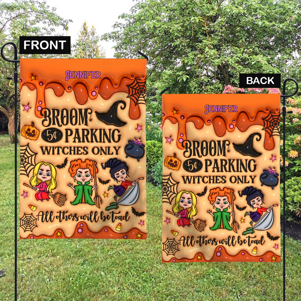 Personalized Witches Garden Flag Halloween Decoration Custom Name Garden Flag GradoCreations