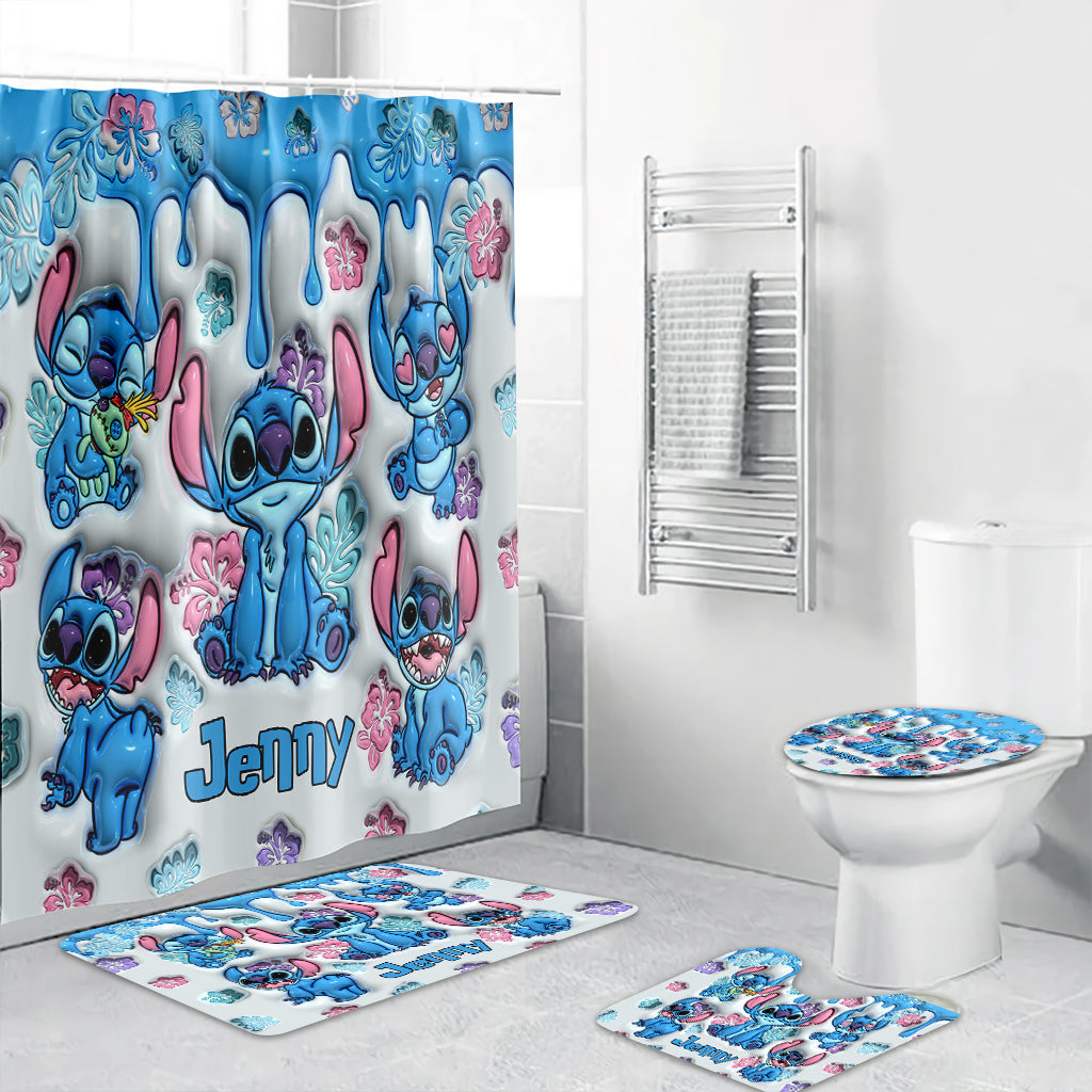 Personalized Ohana Bathroom Curtain & Mats Set for Kids Bathroom Curtain & Mats Set GradoCreations