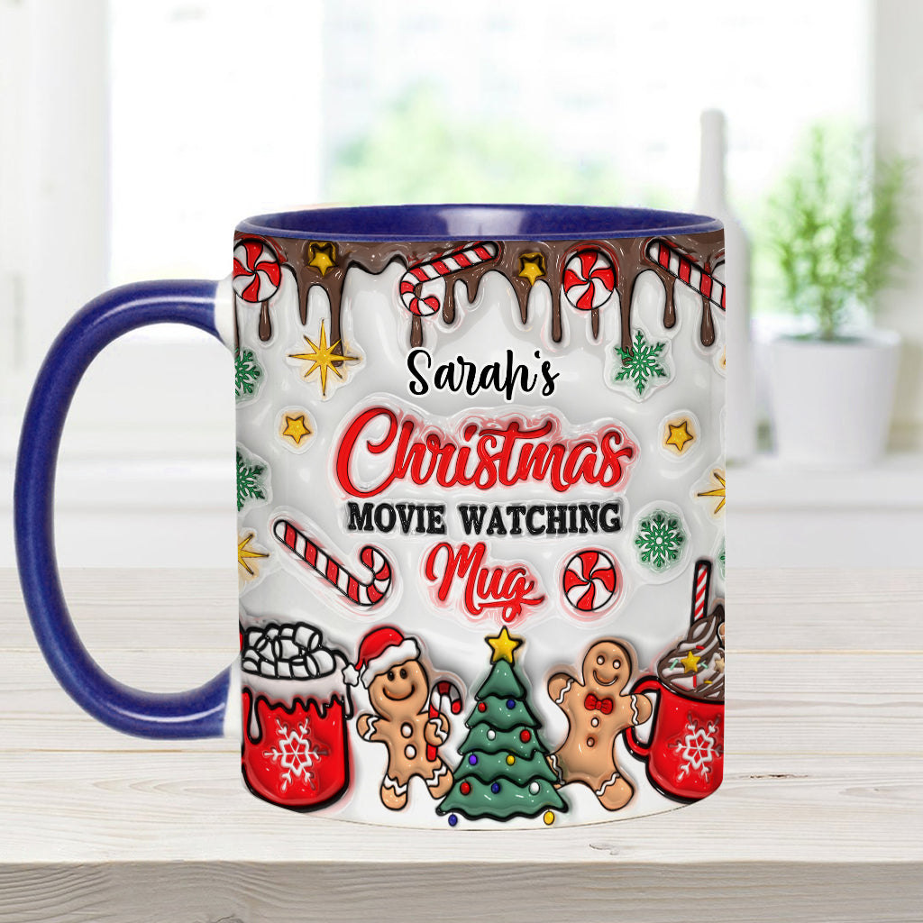 Personalized Christmas Movie Watching Mug Custom Name Gift Accent Mug GradoCreations