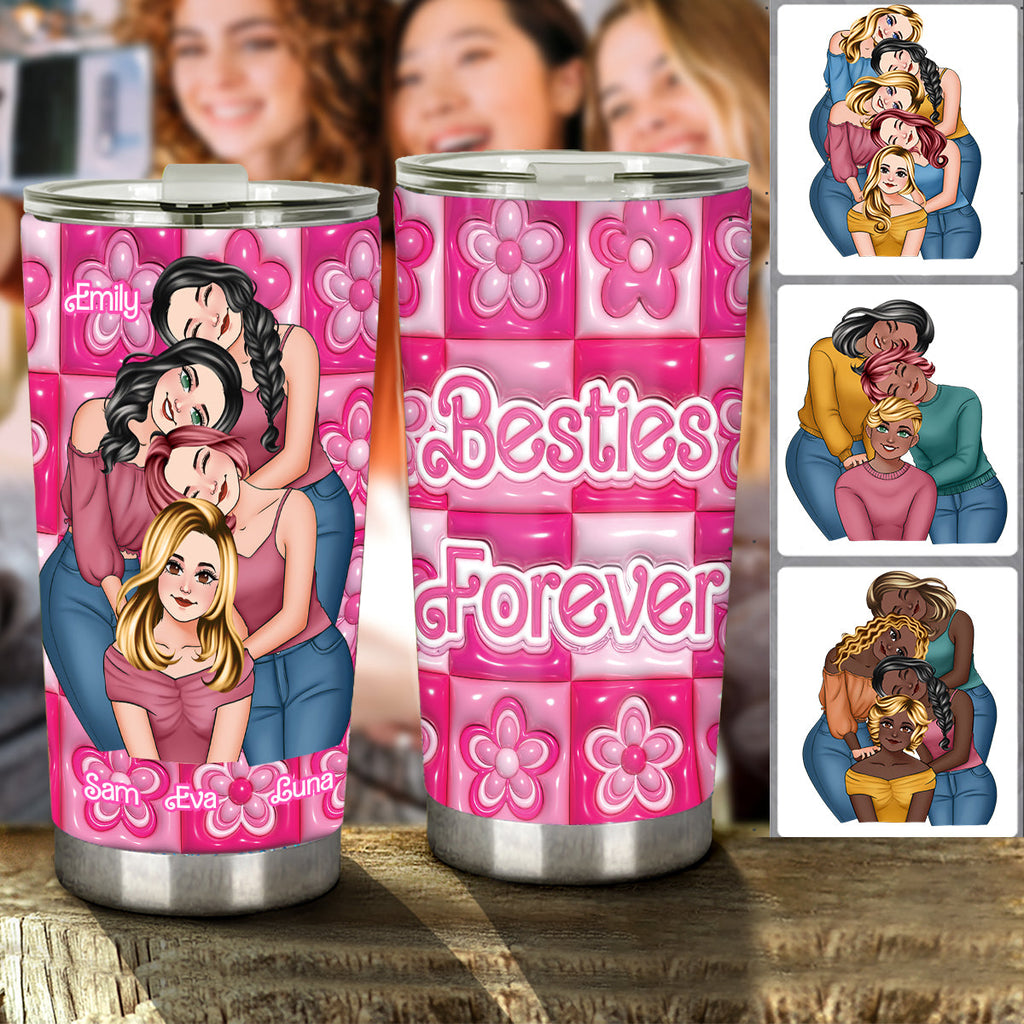 Personalized Best Friends Tumbler Pink Floral Design Gift Tumbler GradoCreations