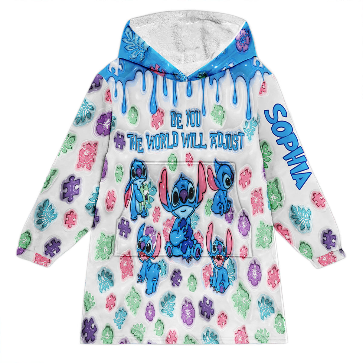 Personalized Autism Awareness Blanket Hoodie Custom Name Gift Blanket Hoodie GradoCreations