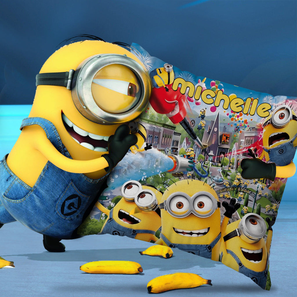 Personalized Minion Throw Pillow Custom Name Gift for Kids Throw Pillow GradoCreations