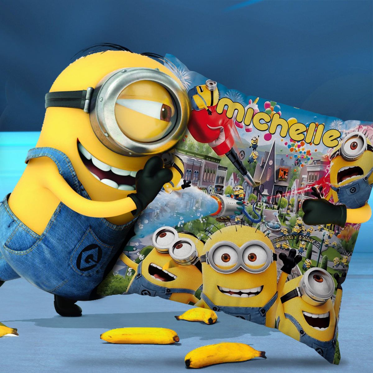Personalized Minion Throw Pillow Custom Name Gift for Kids Throw Pillow GradoCreations