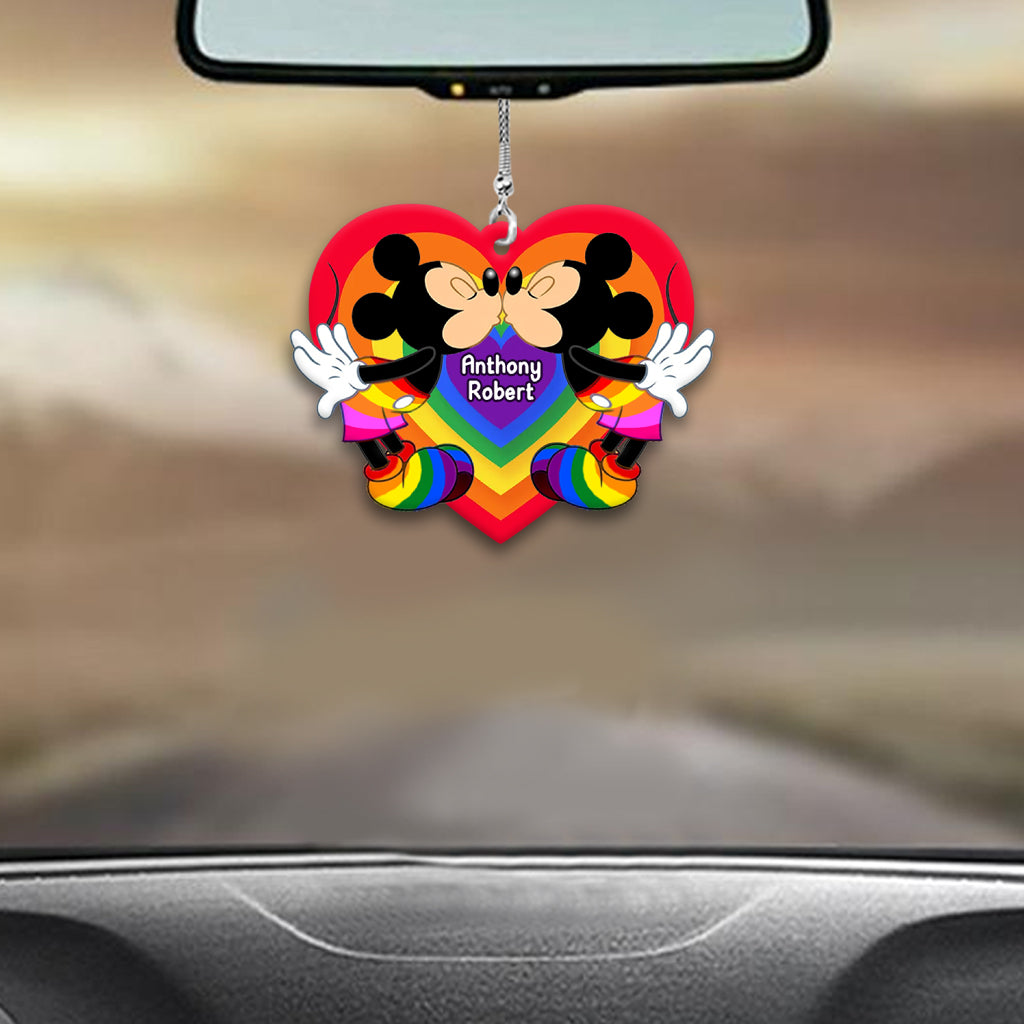 Personalized Car Ornament Love Is Love LGBT Rainbow Gift One-sided Car Ornament GradoCreations