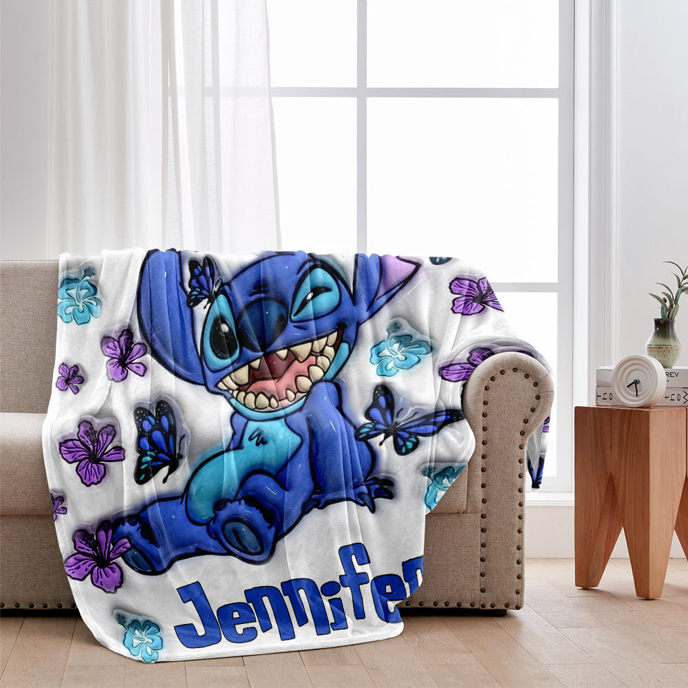 Personalized Purple Ohana Blanket Custom Name Gift for Kids Blanket GradoCreations