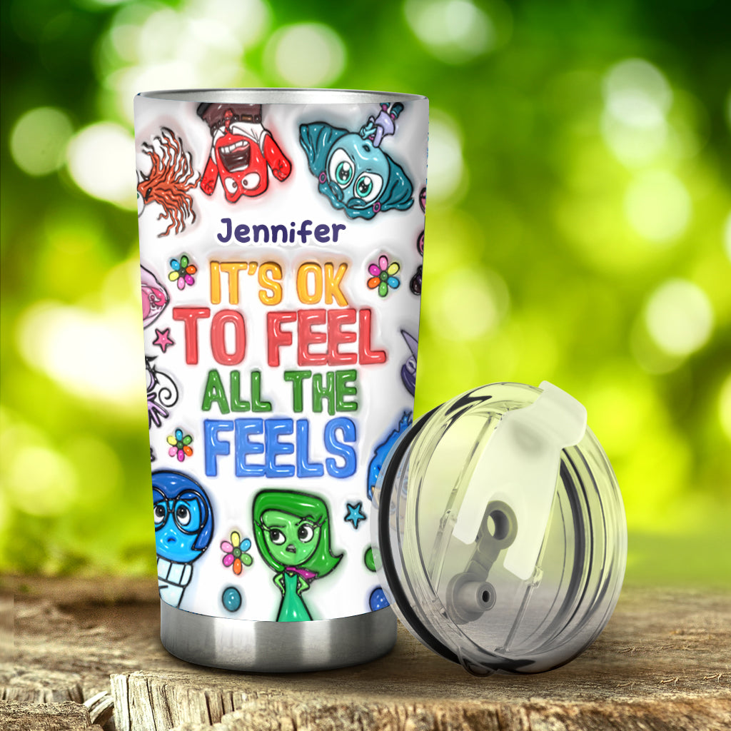Personalized Tumbler It's Ok To Feel All The Feels Gift for Kids Tumbler GradoCreations