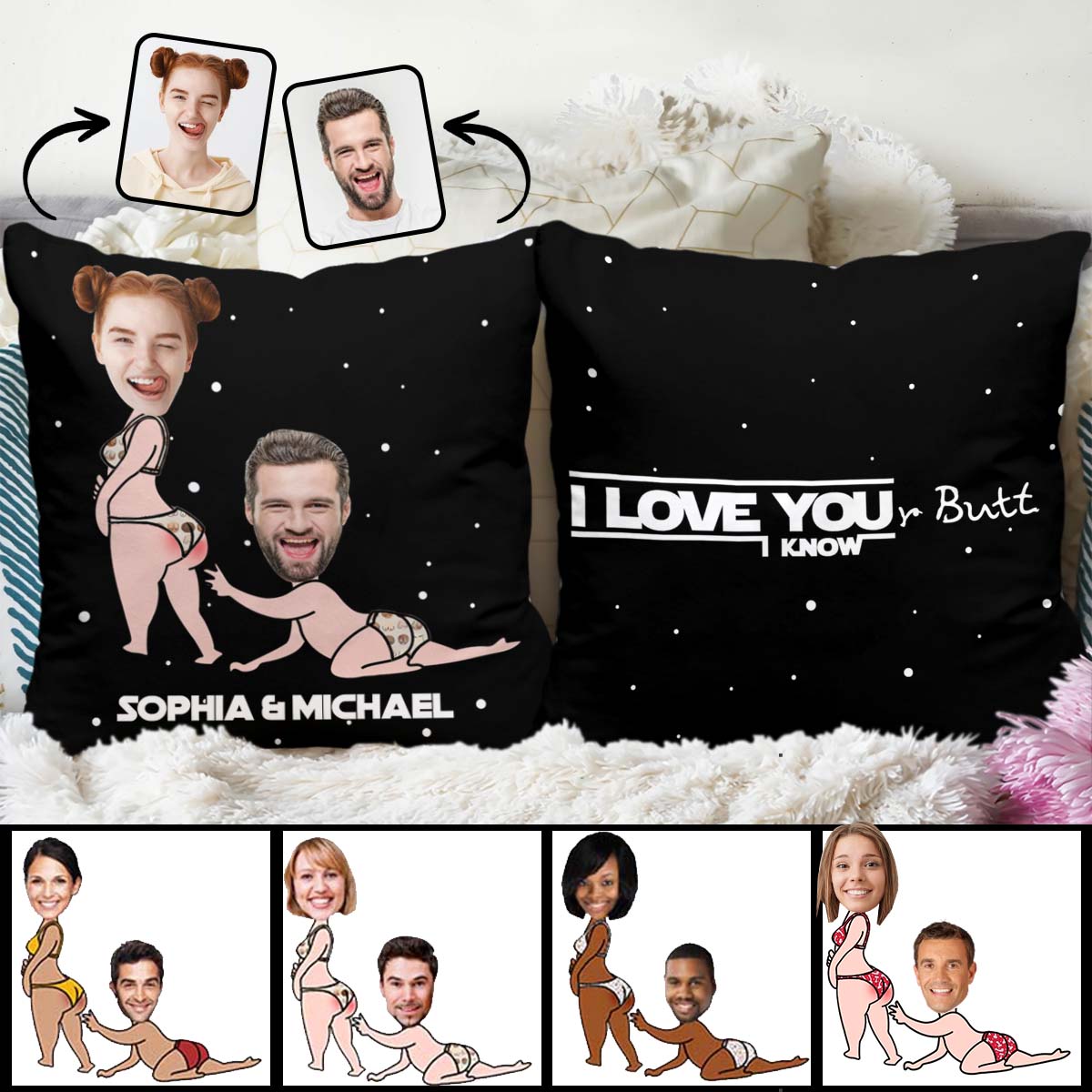 Personalized Funny Throw Pillow Custom Couple Gift for Him/Her Throw Pillow GradoCreations