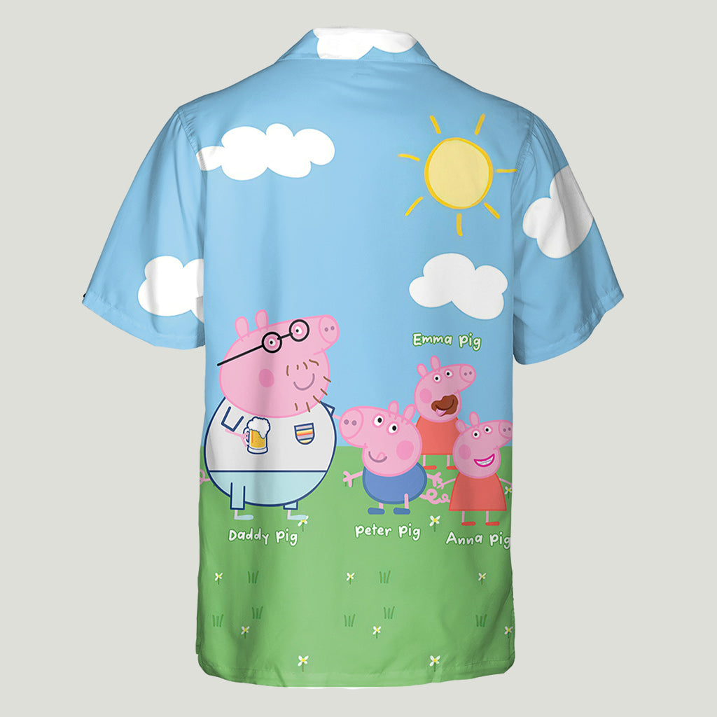 Personalized Daddy Pig Hawaiian Shirt for Dad | Summer Gift Hawaiian Shirt GradoCreations