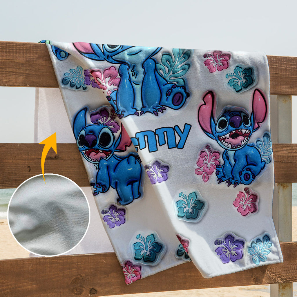 Personalized Ohana Beach Towel Custom Name Gift for Family Beach Towel GradoCreations