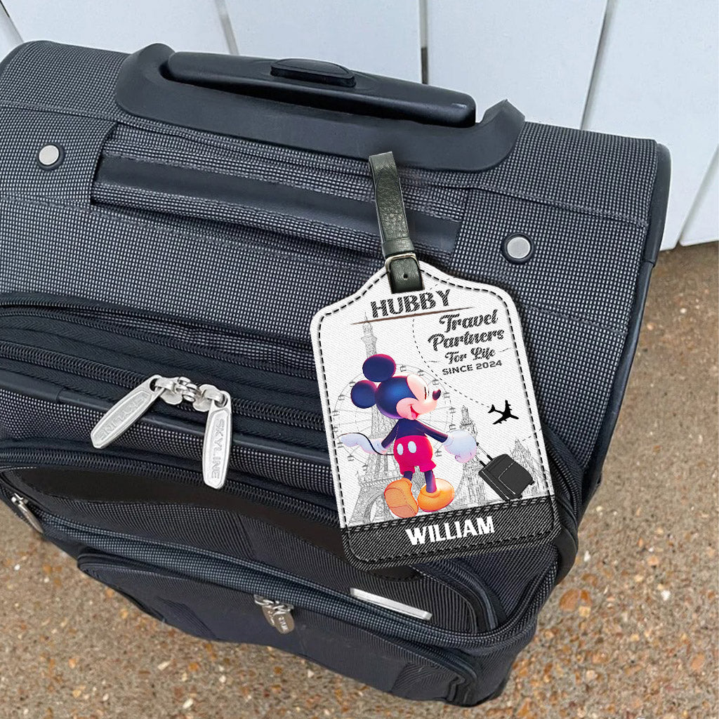 Personalized Leather Luggage Tag Travel Partners Gift for Couples Leather Luggage Tag GradoCreations